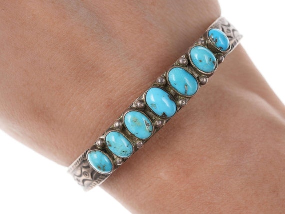 1930's Native American Sterling/turquoise heavy s… - image 2