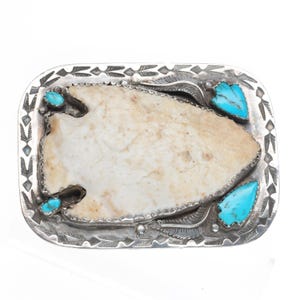 Silas & Bertie Ohmsatte Zuni sterling  silver, turquoise arrowhead belt buckle
