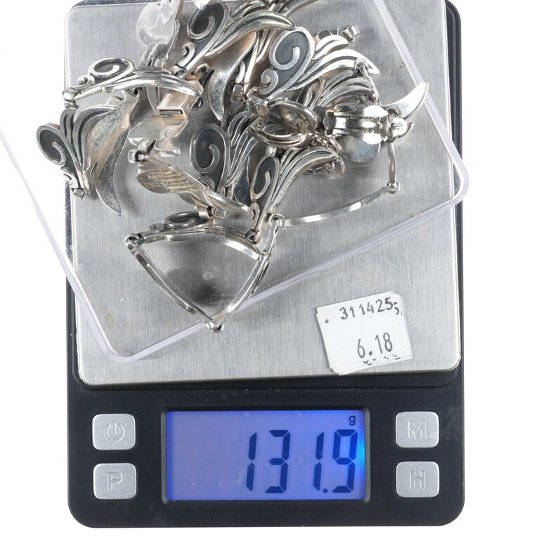 Melesio Villareal Taxco Vintage Sterling silver Necklace, Bracelet, and earrings image 10