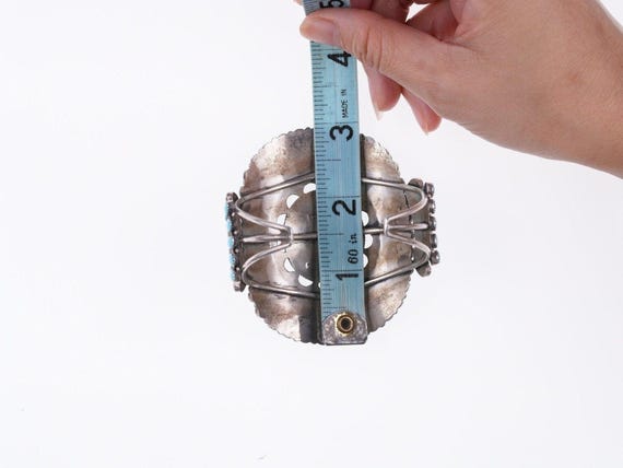 Betsy Nez Vintage Native American Navajo Turquoise Sterling Silver Bracelet Betsy Nez Vintage Native American Navajo Turquoise Sterling Silver Bracelet