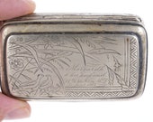 c1877 Engraved Quails Snuff Box with inscription