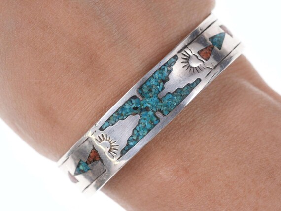 Vintage Navajo Chip inlay cuff bracelet - image 1