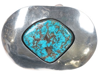 Vintage CR Southwestern Sterling and Morenci turquoise Belt buckle