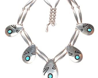 Collar de plata esterlina con caja de sombra de 17" M Navajo blanco Atkinsons Trading Post