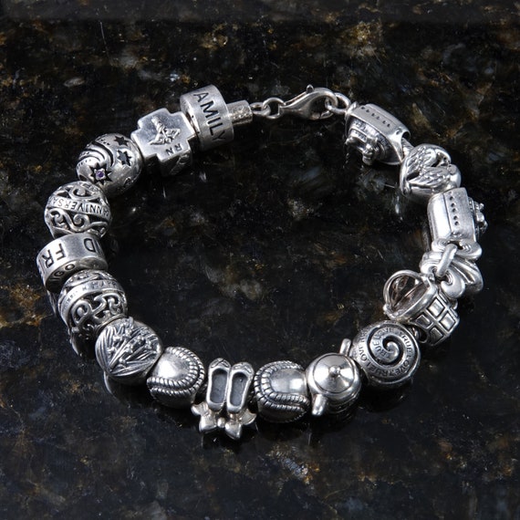 Chamilia Cham Sterling Silver Charm Bracelet With 17 Charms Etsy