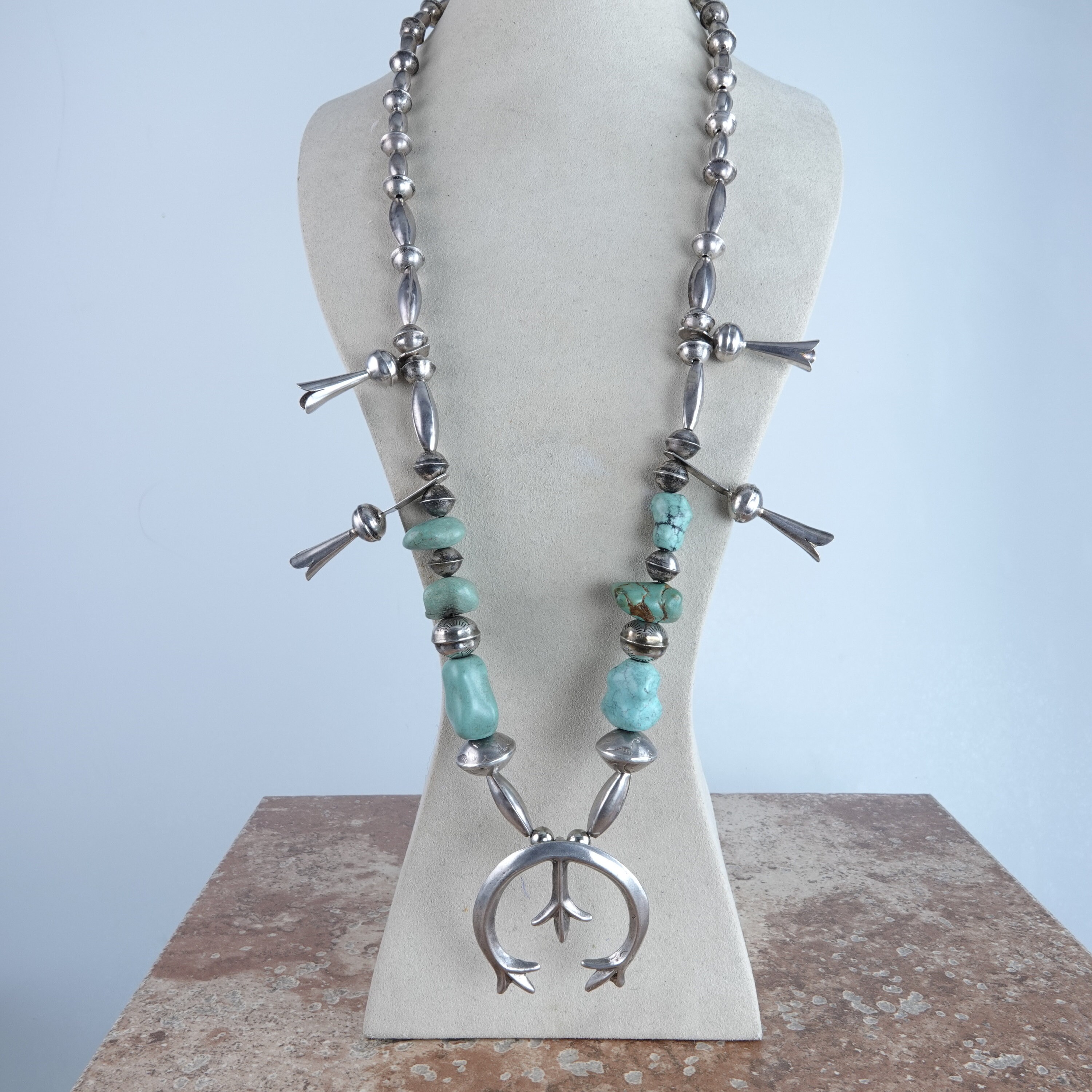 Sterling silver on sale squash blossom necklace