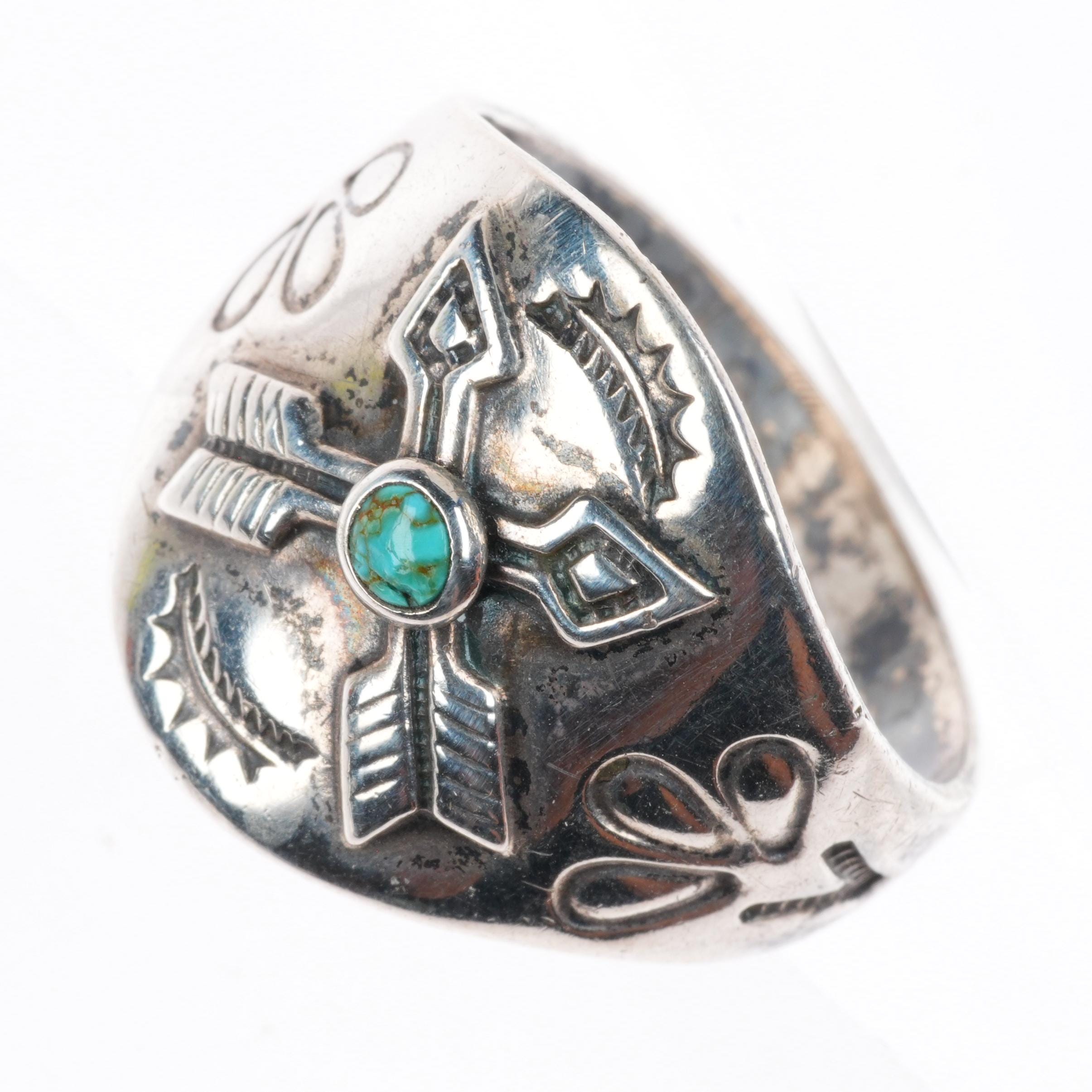 Sz11.25 C1940 Navajo Fred Harvey Era Sterling Silver Arrow Ring