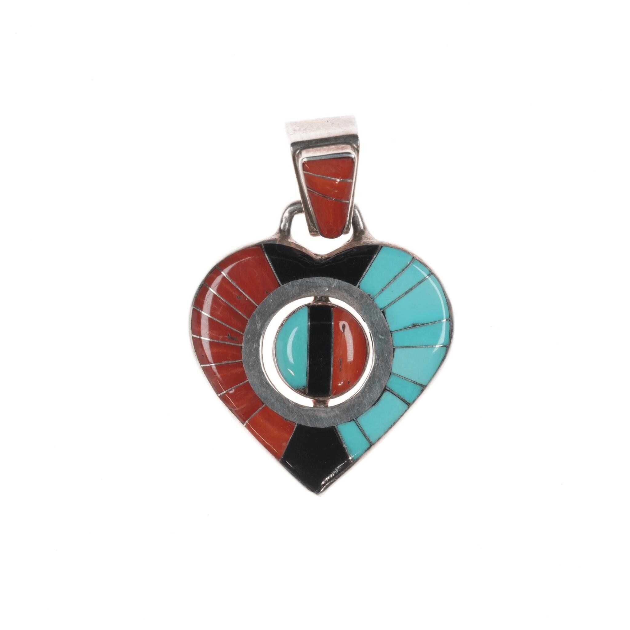 Important Don Dewa Zuni Native American Turquoise Sterling Silver Inlay Ring Important Don Dewa Zuni Native American Turquoise Sterling Silver Inlay Ring