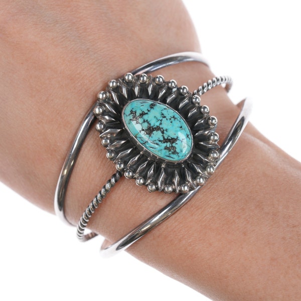 6.5" Vintage Begay Navajo Sterling and turquoise cuff bracelet