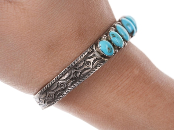 1930's Native American Sterling/turquoise heavy s… - image 1