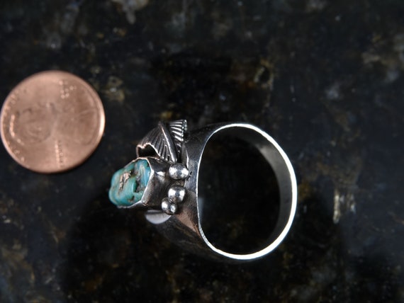 sz11 Old Pawn Navajo sterling/turquoise ring - image 4