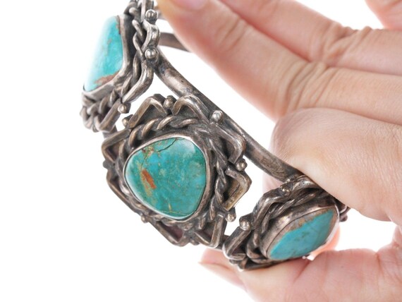 40's-50's Navajo Silver bracelet with turquoise - image 2