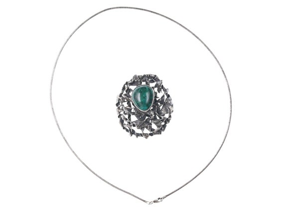 Vintage  Sterling/malachite pendant/necklace - image 8