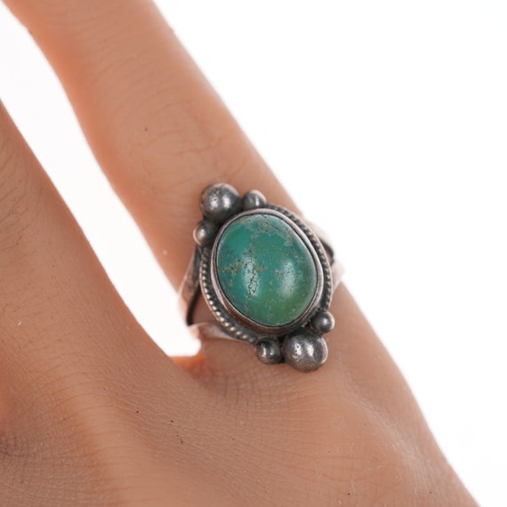 sz5 DL Cortez H Navajo silver and turquoise ring - image 1