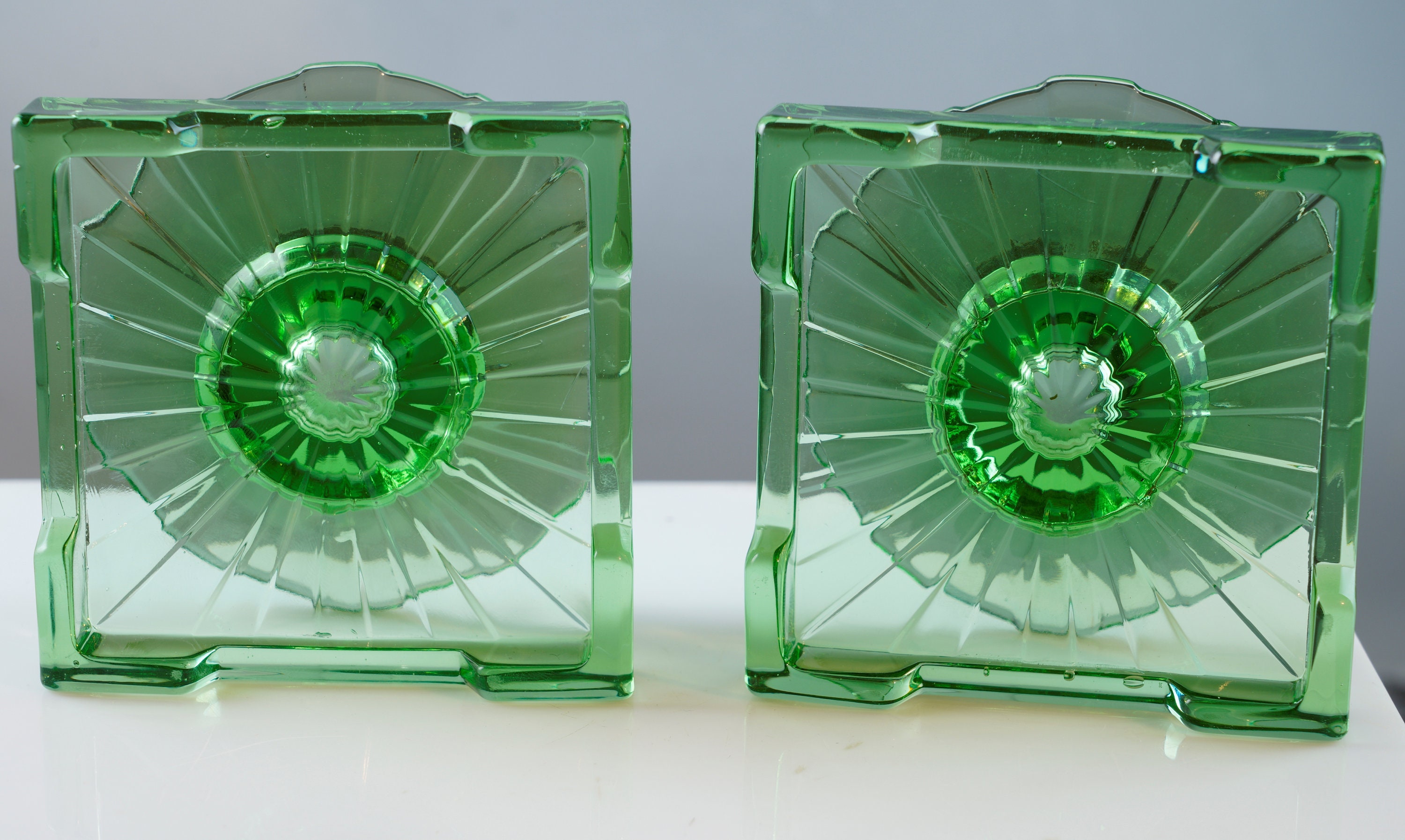 1930's Heisey Moongleam Sunburst Candle Blocks - Etsy