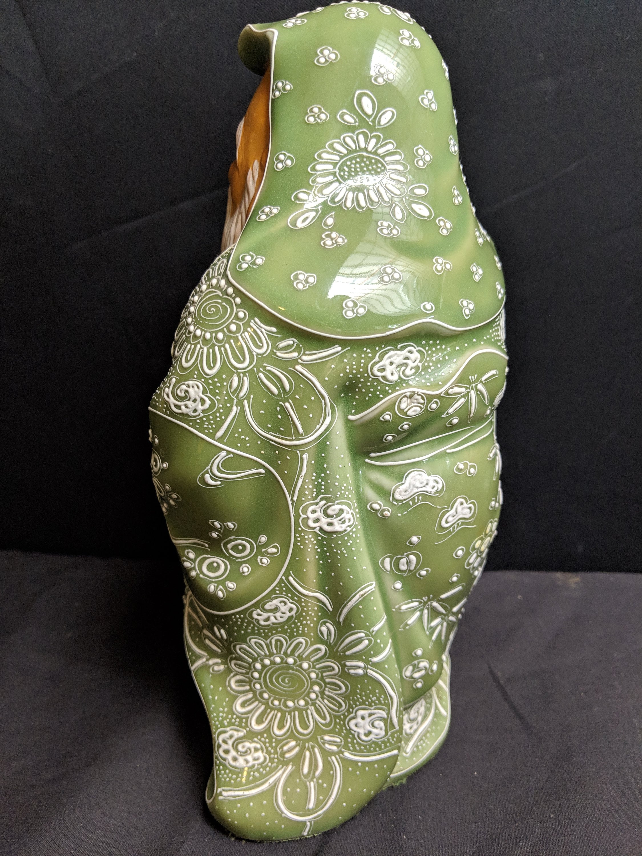 Fukurokuju God Statue Japanese Celadon Satsuma Moriage figure Early