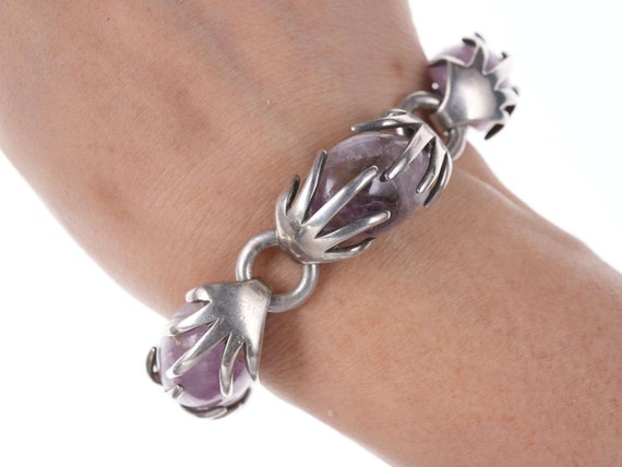 Vintage Los Castillo Sterling Amethyst bracelet o - image 1