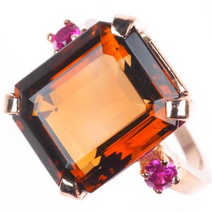 sz6 retro Madeira Citrine and ruby 14k yellow gold women's ring size 6