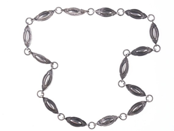 1940's Navajo heavy stamped silver necklace - image 4