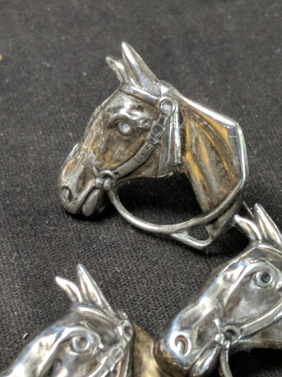 1950's Beau Sterling Horses Brooch Bracelet Screw… - image 4