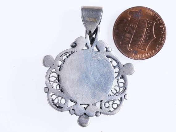 Vintage Egyptian sterling enamel pendant - image 2