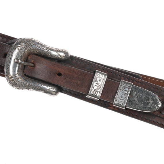 Vintage sterling Hand engraved ranger belt buckle… - image 1