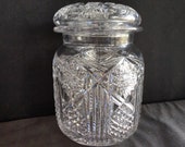 Libbey American Brilliant Period Cut Glass Cigar Jar Humidor 8.25 quot x 5.5 quot