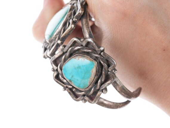 40's-50's Navajo Silver bracelet with turquoise - image 4