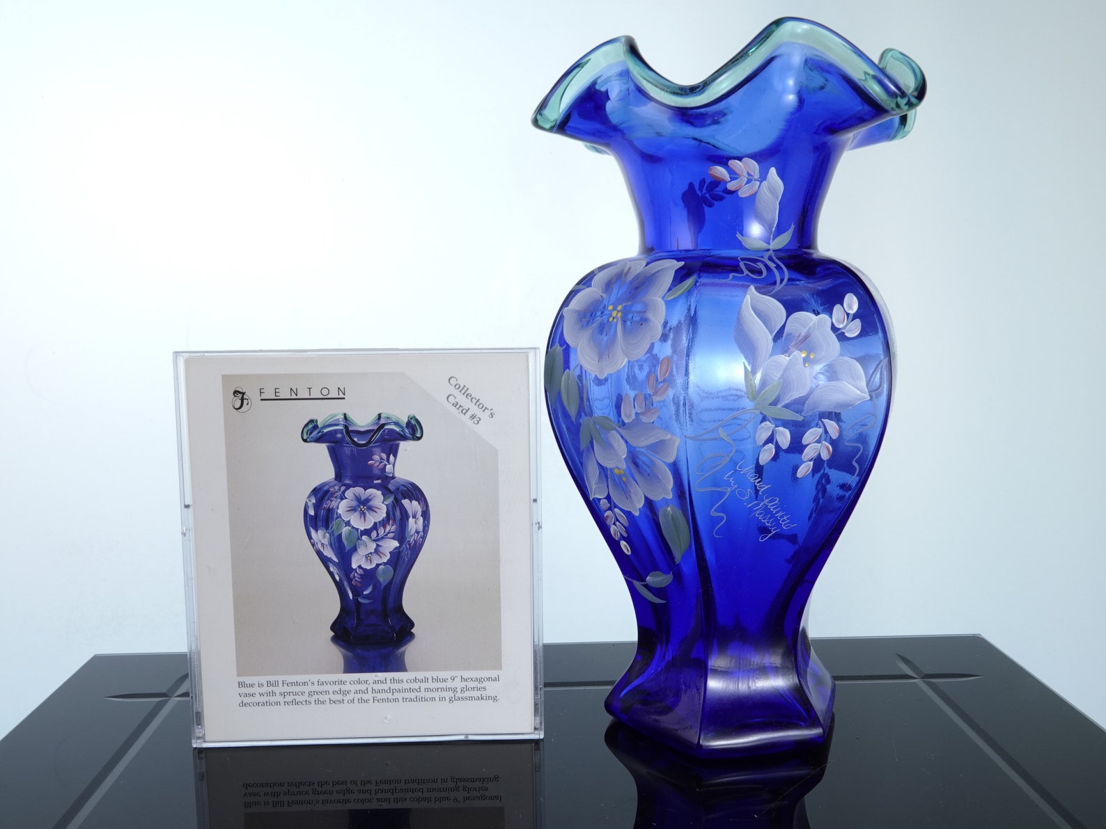 Cobalt Fenton 75th Anniversary Vase With Collector Etsy