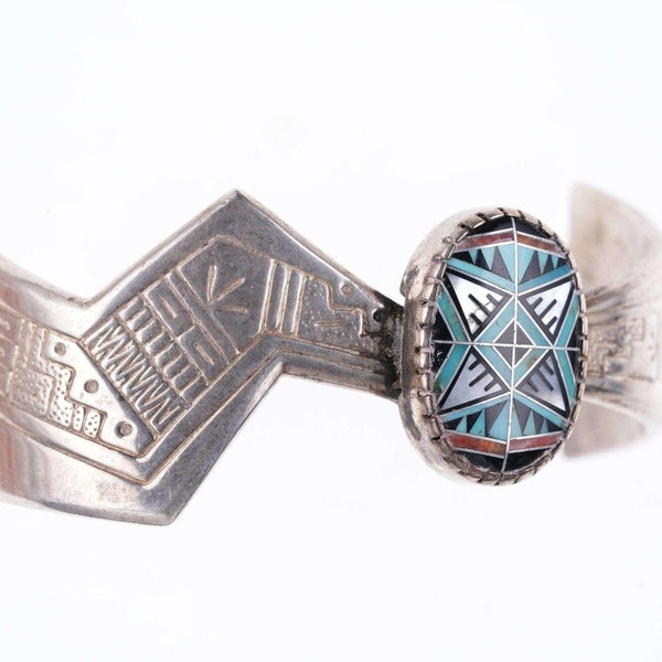 Roderick Tenorio Carolyn Pollack Southwestern Sterling Inlaid Turquoise Cuff Bra