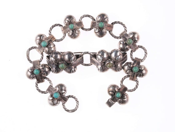 c1940's Mexican Art Deco Sterling and turquoise b… - image 4