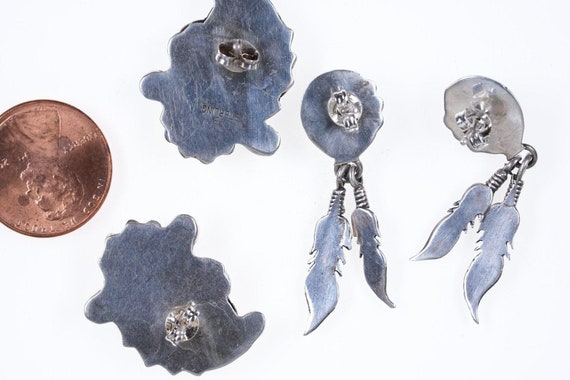 2 pr Vintage Native American Sterling earrings - image 2