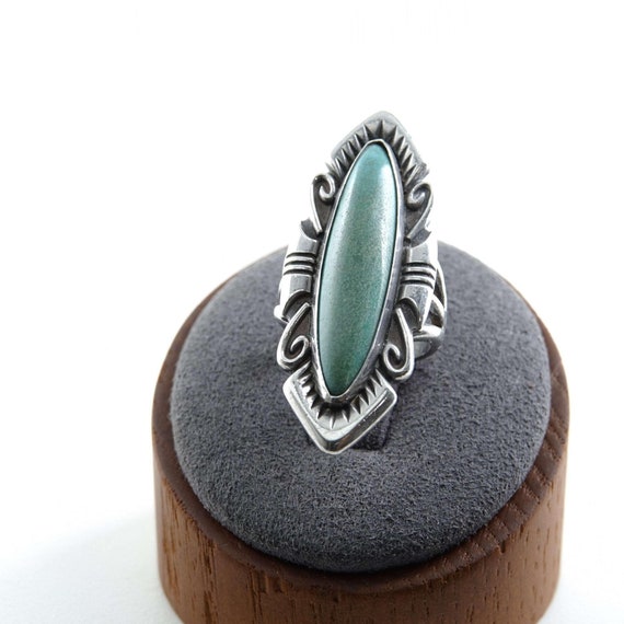 sz3 Vintage Navajo Sterling/Turquoise Ladies Ring - image 3
