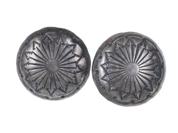 pr 30's-40's Navajo hand stamped silver buttons - image 2