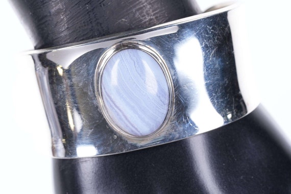Vintage cll Mexican sterling agate cuff bracelet - image 2