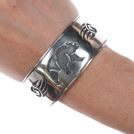 6.75" George Phillips Hopi Overlay Silver cuff br… - image 1