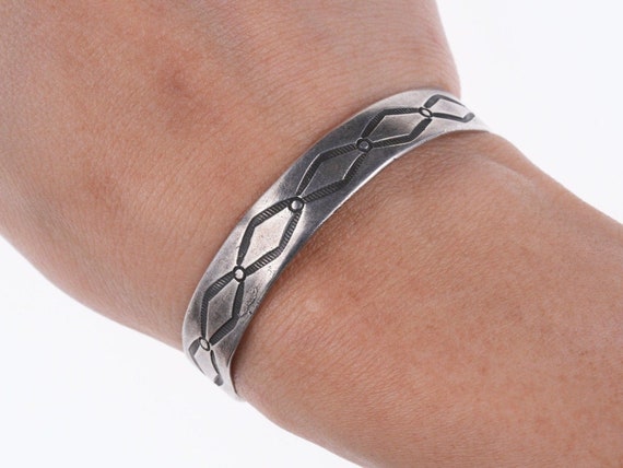 5.75" Antique Navajo Ingot Silver Bracelet - image 1