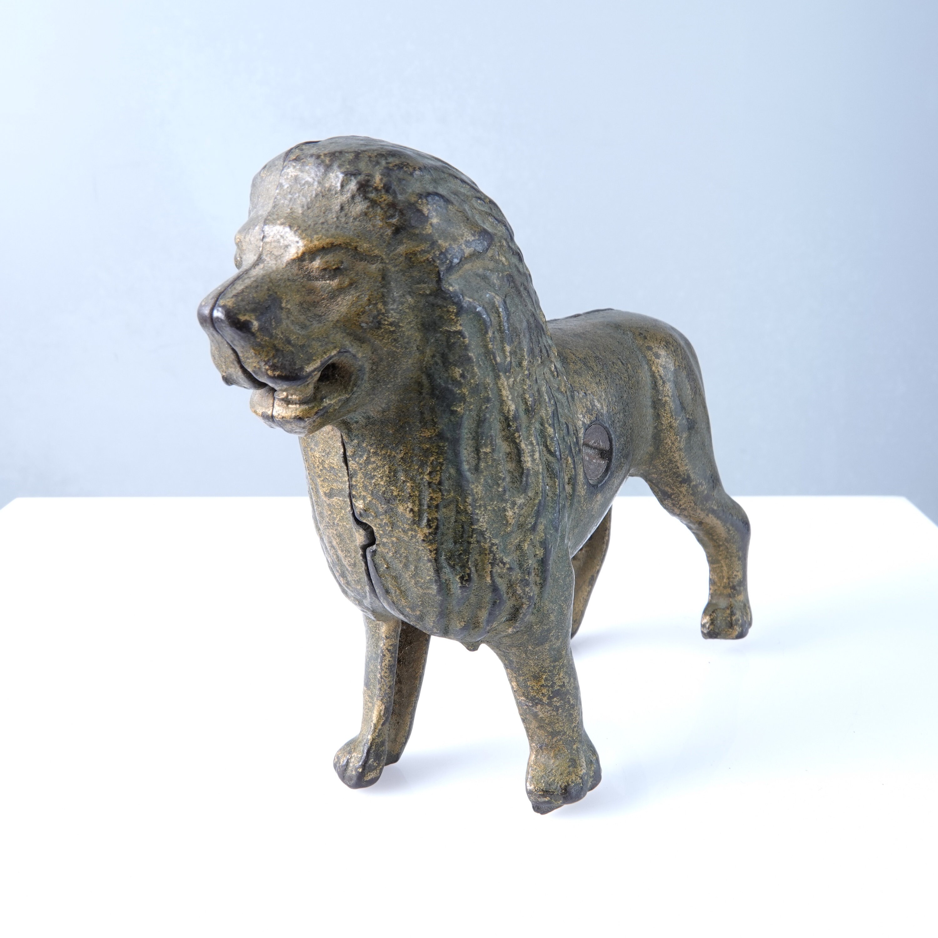 1910's Antique Arcade Cast Iron Lion Bank with good gold Etsy