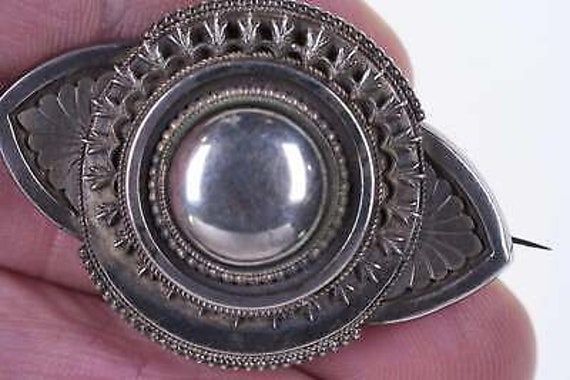 Victorian Sterling Mourning Brooch - image 3