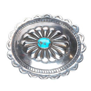 50&#39;s-60&#39;s Vintage Navajo sterling silver concho belt buckle w/nice turquoise