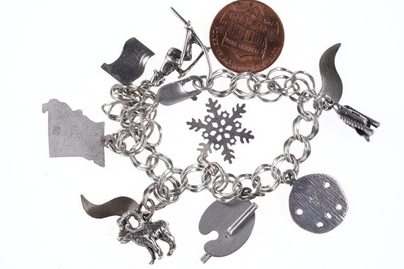 7.25" Sterling Mid Century travelers charm bracel… - image 4