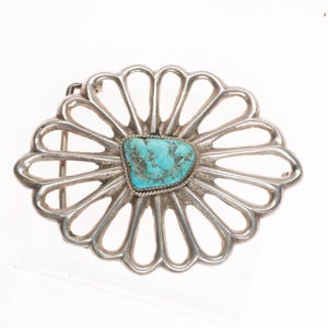 Large Vintage cast Navajo sterling silver turquoise belt buckle