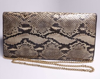 Vintage Python Snake Skin and Leather Evening Bag