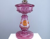 c1880 Cranberry Enameled Oil Lamp Base