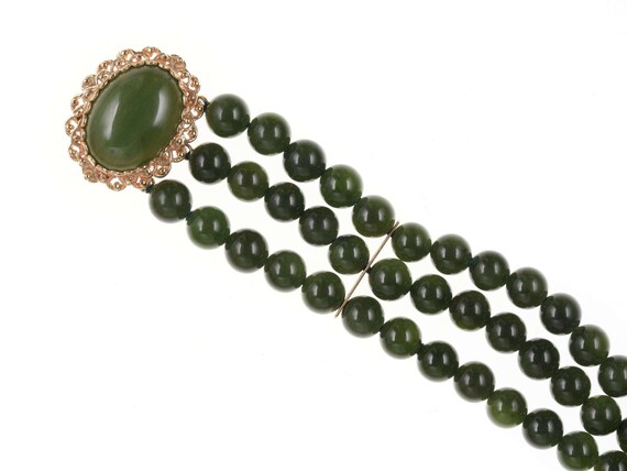 Vintage 14k gold and Jade bracelet - image 4