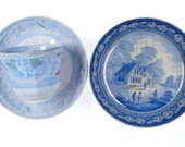 Pre 1850 Staffordshire transferware multicolor medici and pearlware historical bowl