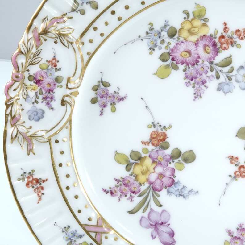 19th century Dresden Embossed Cabinet plate hand painted