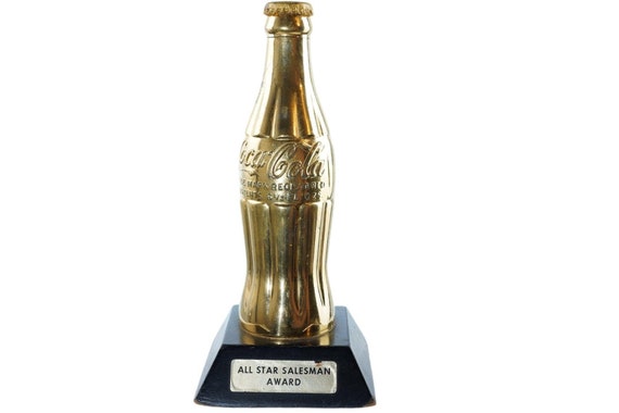 1950 s Coca cola All Star Salesman s Award Gold Bottle With Wood