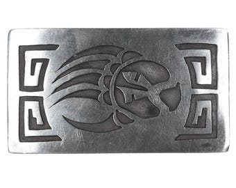 Authentic Elk Vintage Native American Navajo Turquoise Sterling Silver Buckle Authentic Elk Vintage Native American Navajo Turquoise Sterling Silver Buckle