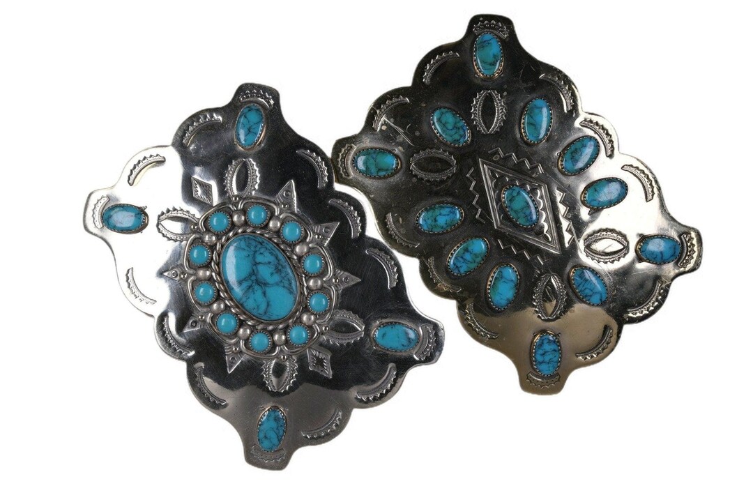 2 1960's Bell Nickel Silver Native American Style Belt Buckles Etsy